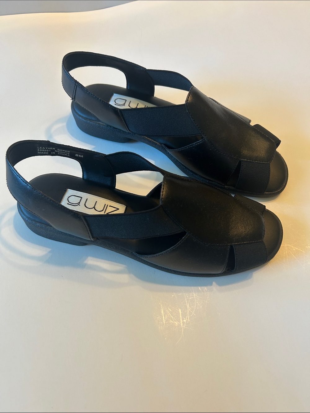 Gwiz Black Leather Upper Slingback Sandals for Women